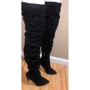 Black Thigh High Heel Boots